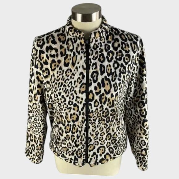 TopShop Animal Cheetah Leopard Print Short Jacket Full Zip Size 6 - Picture 1 of 5